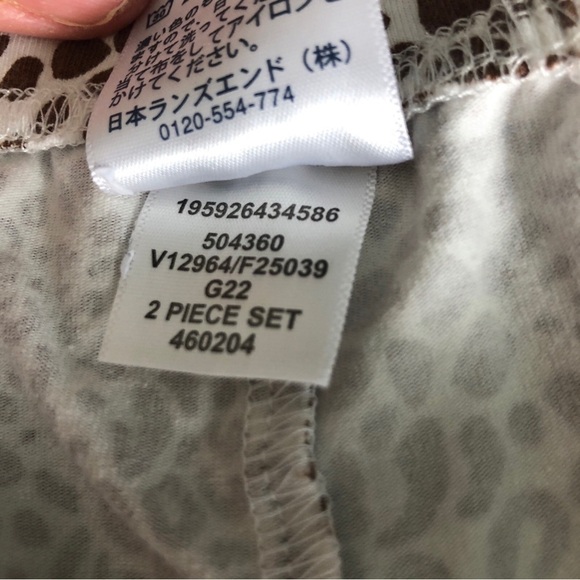 Lands End 2 piece lounge pajama set size small 6/8 brown leopard - Picture 7 of 11